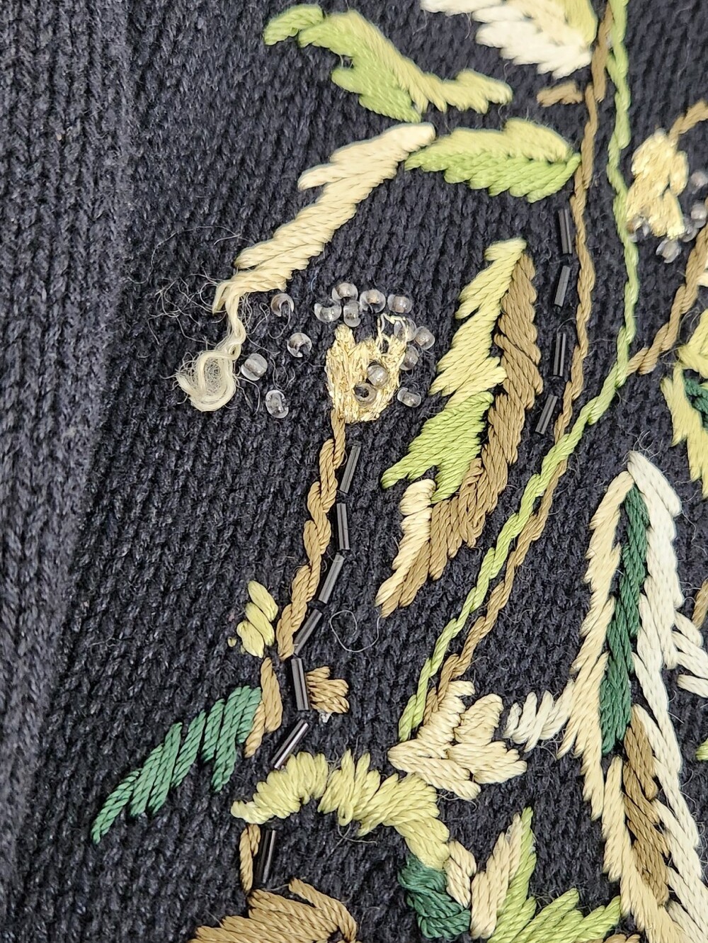Tiara International Black Cardigan Floral Embroidered Design. Medium - Picture 4 of 8
